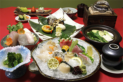 ふぐ白子とあわびの特別会席